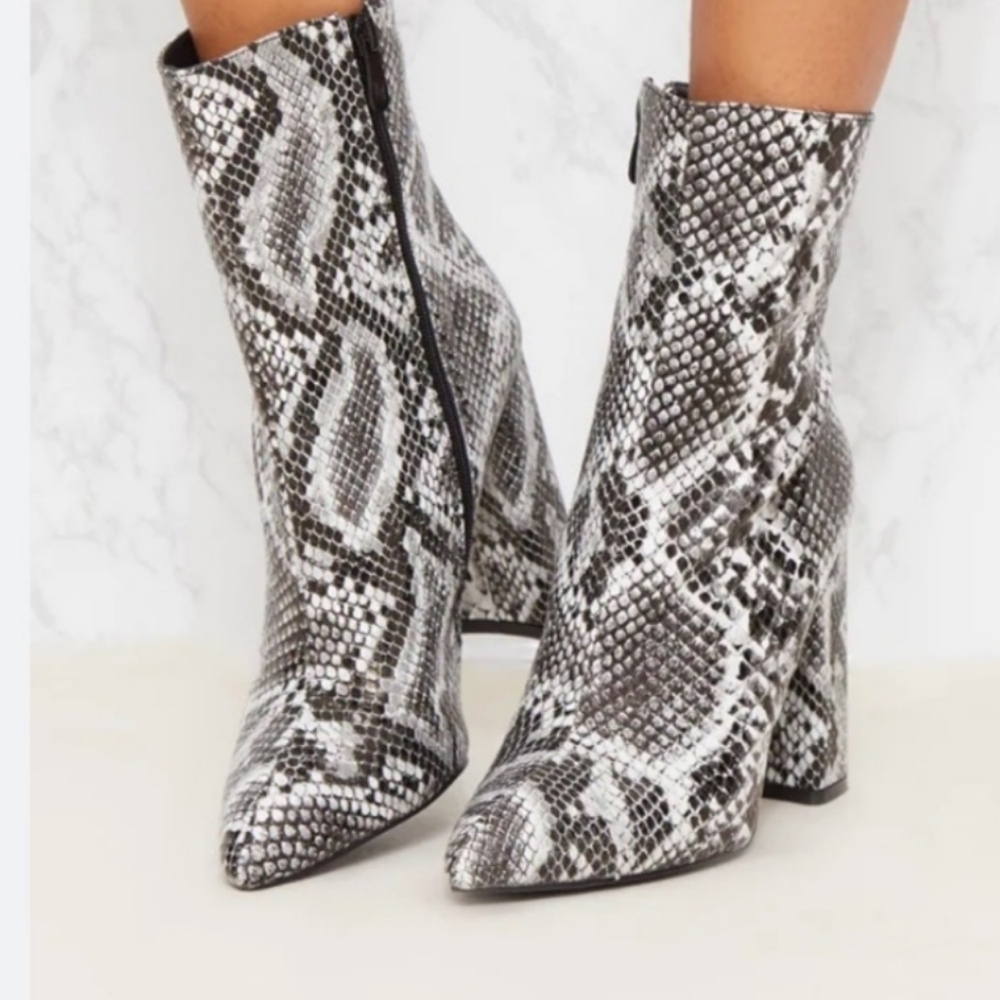 PLT snakeskin above ankle boots NWT Pretty Little Thing